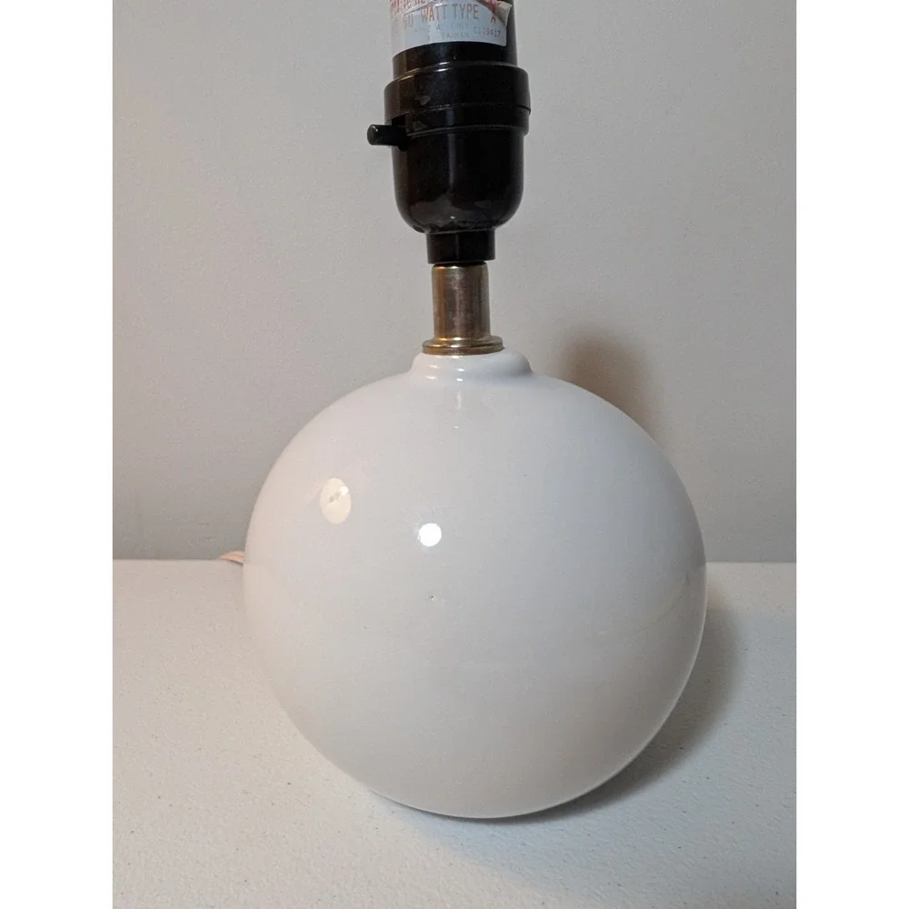 Vintage White Ceramic Globe Table Lamp Small Minimalist - No shade